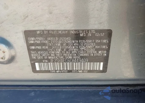 2012 Subaru Forester 2.5X Limited from USA, damaged, VIN JF2SHAEC6CH449409